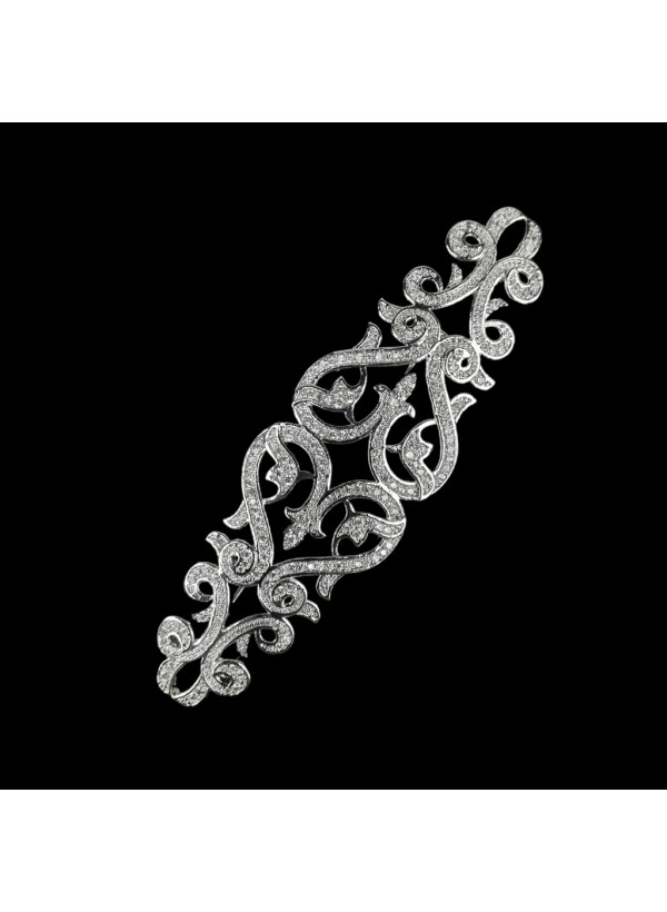 Broche de clip rectangular 18x6 mm - diseño arabesco - Rodio x1 - Perles &  Co